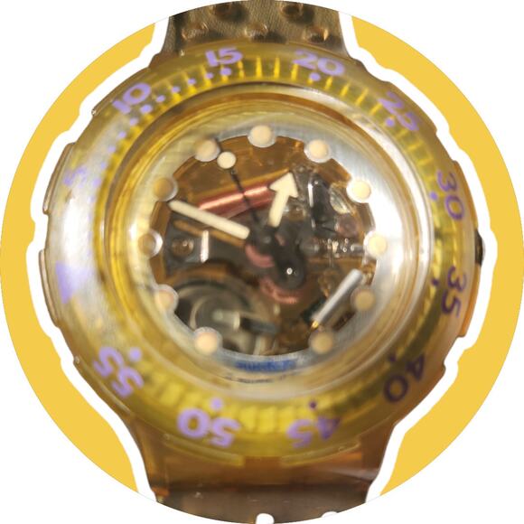 Swatch Scuba 200 Watch 'Jelly Bubbles' Yellow! SDK104G. In box with paperwork - Picture 4 of 7